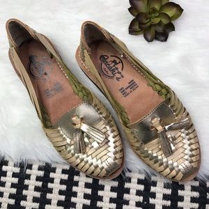Mexican Leather Huarache Sandals Gold sz 7